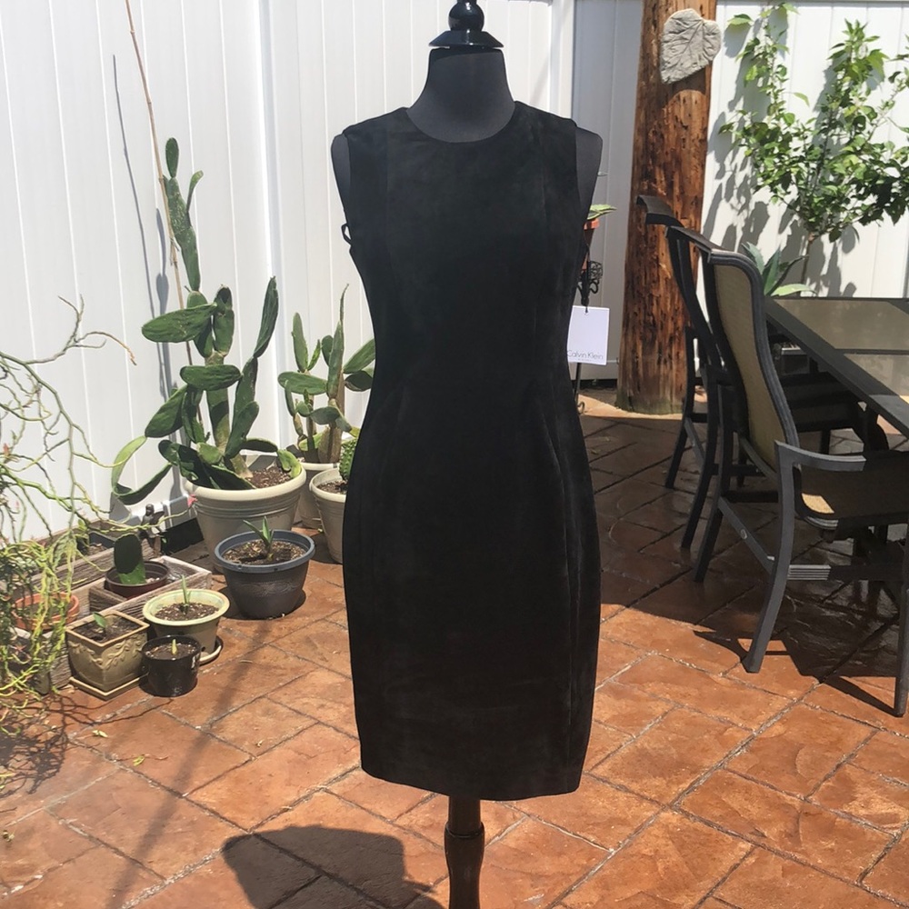 Nwt Calvin Klein black suede sheath dress size 2